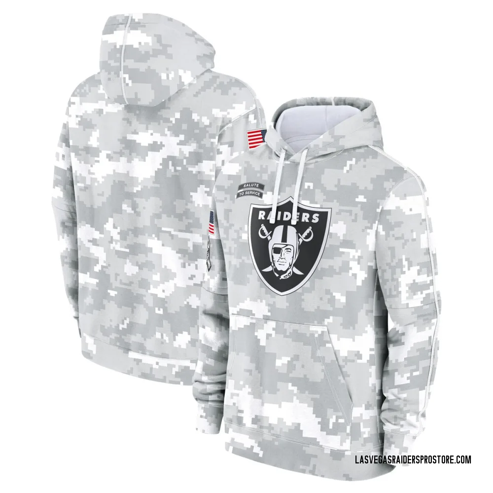 Adult Las Vegas Raiders Arctic Camo 2024 Salute to Service Club Fleece Pullover Hoodie