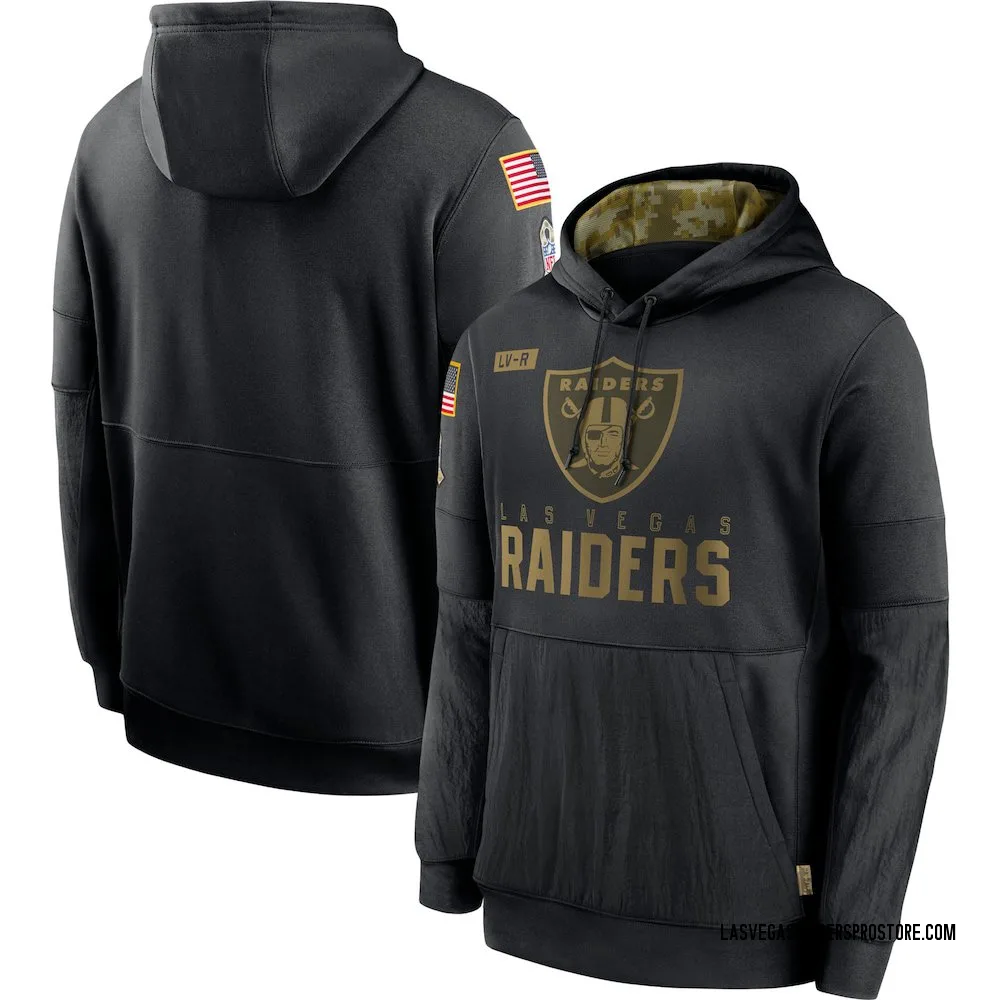 Adult Las Vegas Raiders Black 2020 Salute to Service Sideline Performance Pullover Hoodie