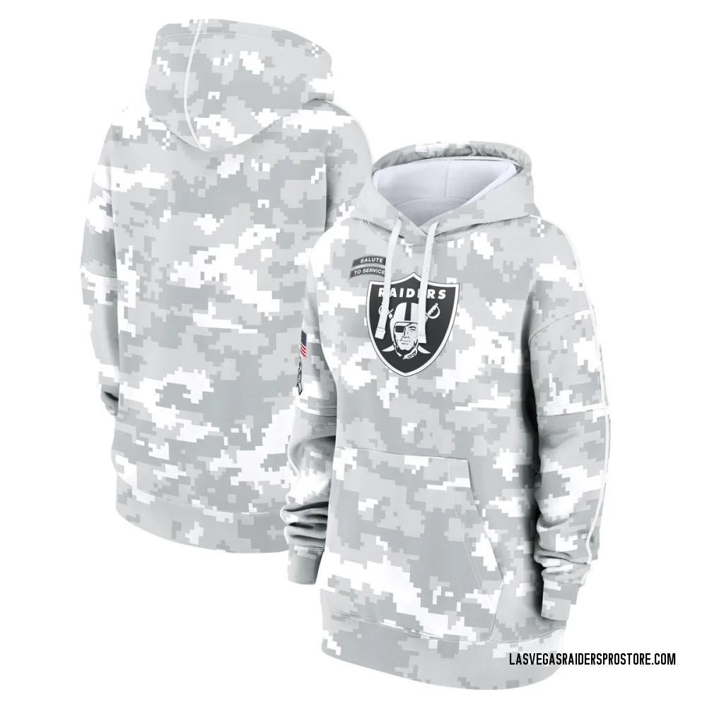 Women's Las Vegas Raiders Arctic Camo 2024 Salute To Service Club Fleece Pullover Hoodie