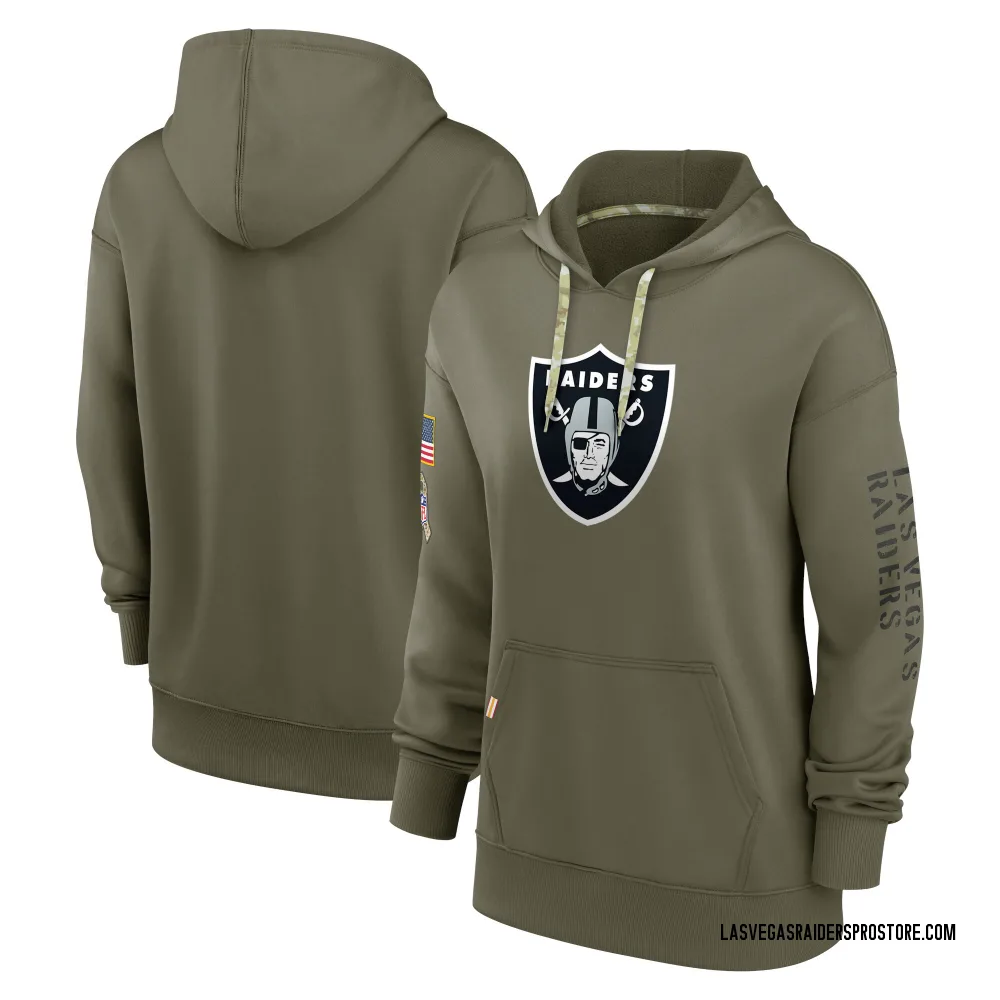 Women's Las Vegas Raiders Olive 2022 Salute to Service Performance Pullover Hoodie