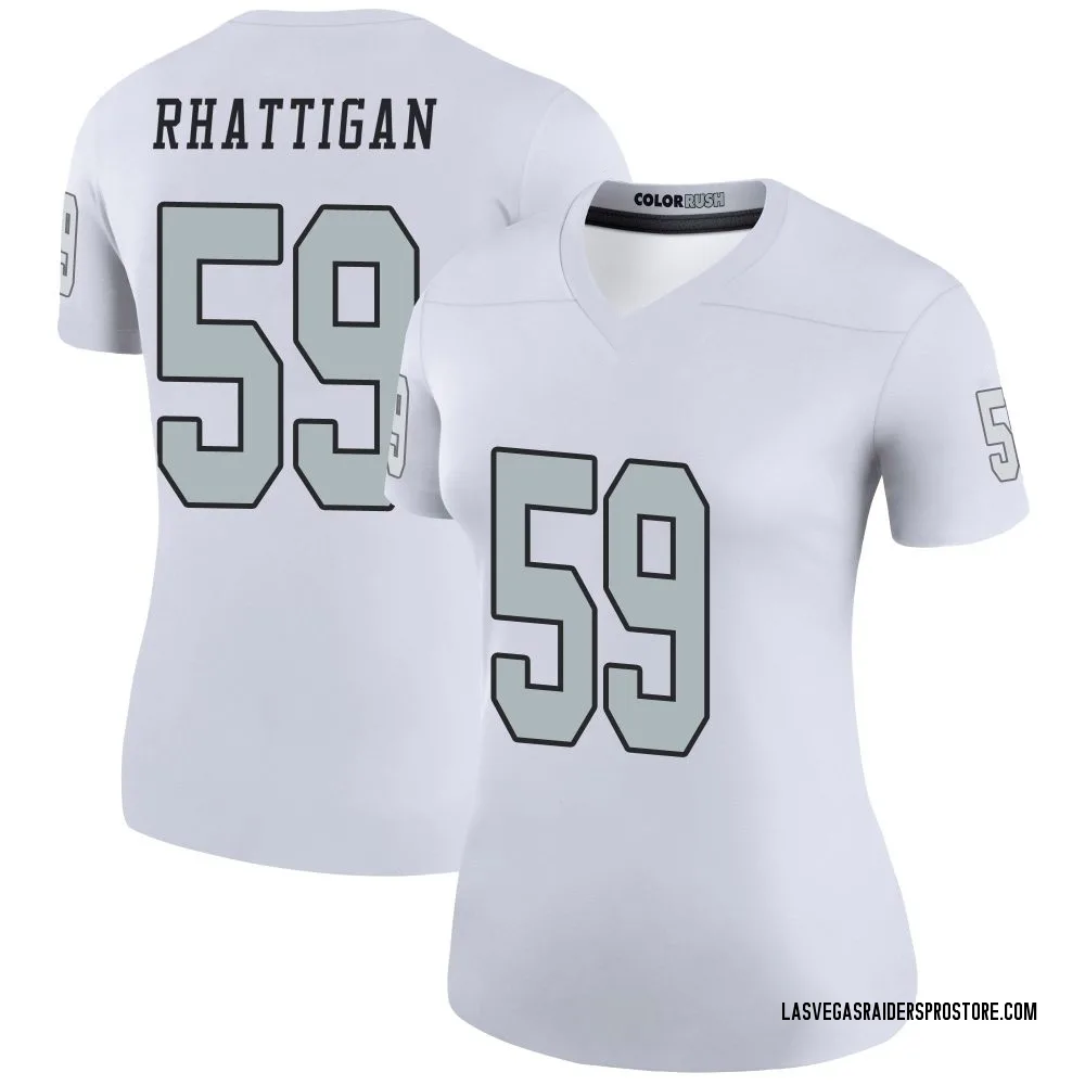 Women's Legend Jon Rhattigan Las Vegas Raiders White Color Rush Jersey